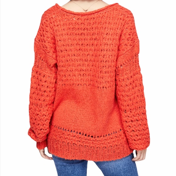 NWT Free People Crashing Waves Pullover Oversized Chunky Knit Boho Sweater Sz L - Picture 4 of 16